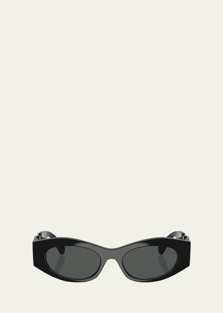 Versace Medusa Embellished Oval Plastic Sunglasses, 51MM