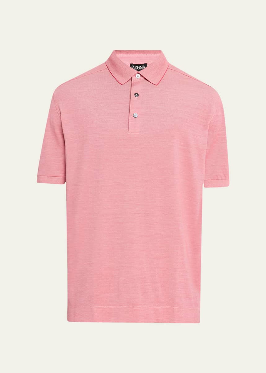ZEGNA Men's Melange Cotton and Silk Polo Shirt