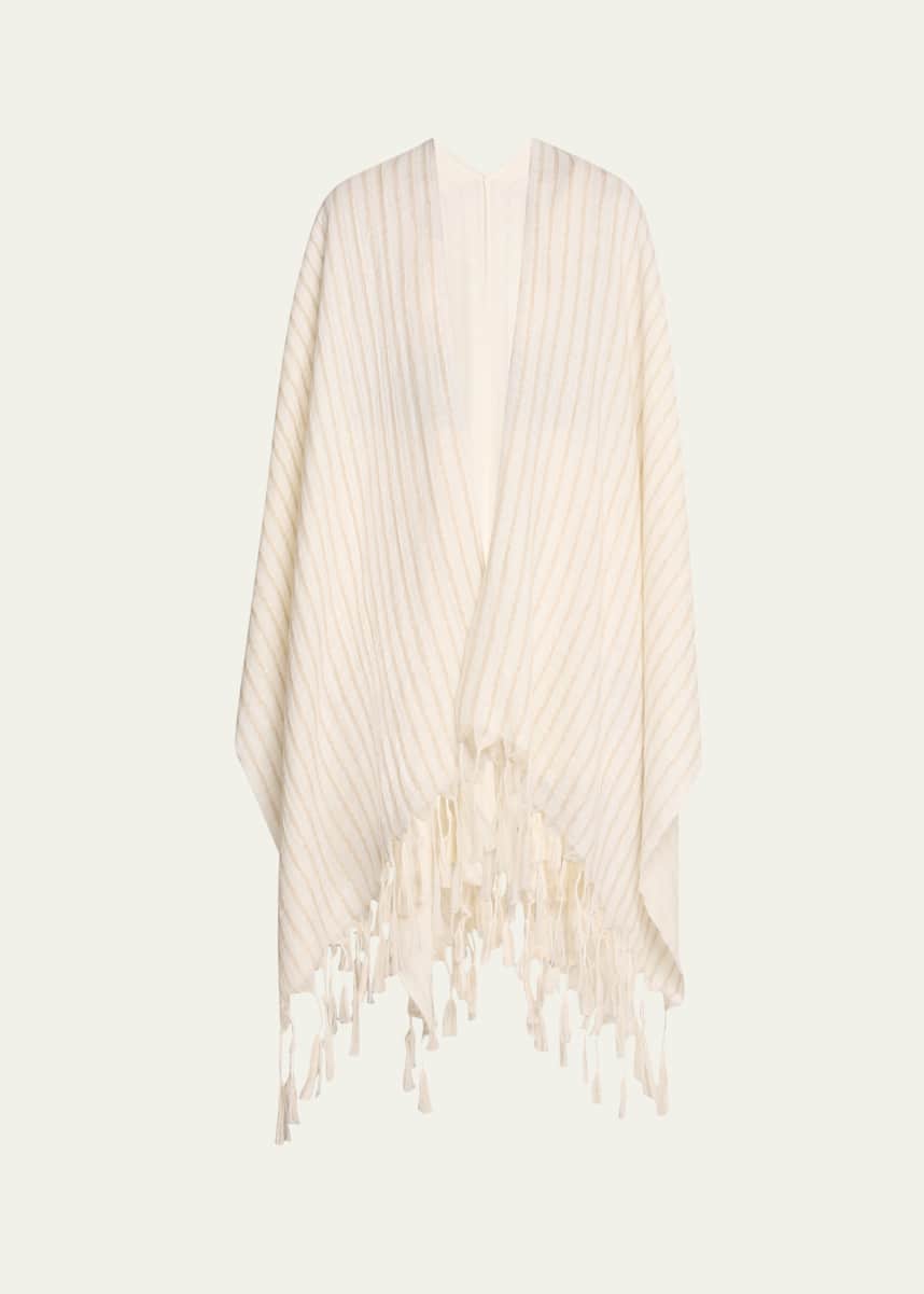 Brunello Cucinelli Tassel Metallic Wool Poncho