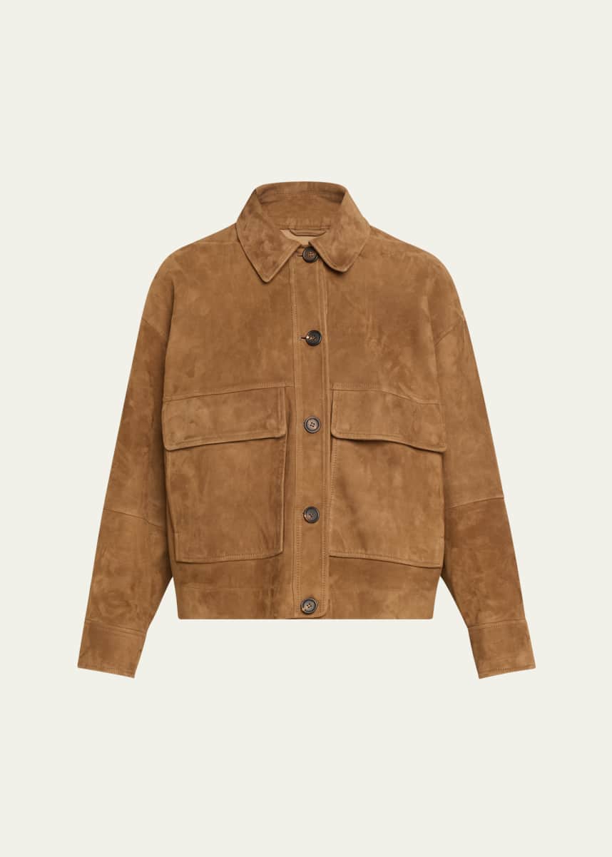 Brunello Cucinelli Couture Suede Button Front Jacket