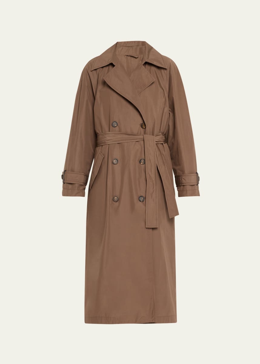 Brunello Cucinelli Taffeta Double-Breasted Trench Coat