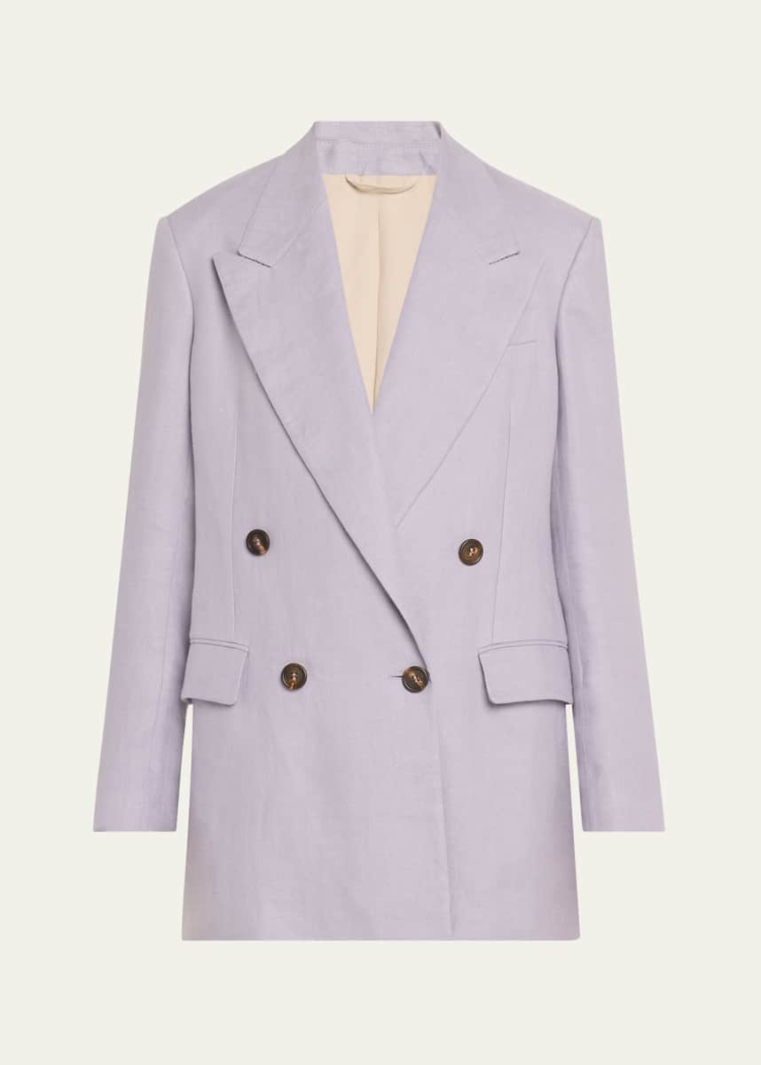 Brunello Cucinelli Double-Breasted Linen Gabardine Blazer