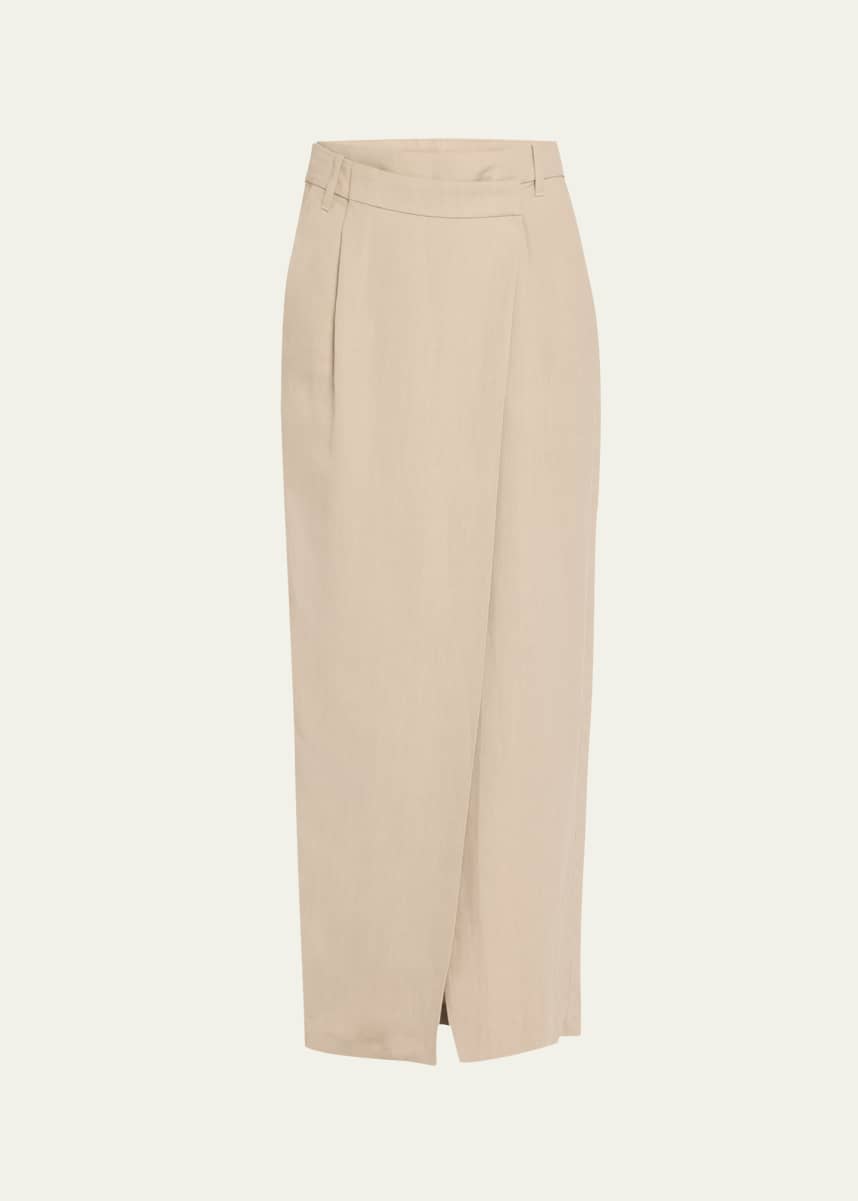 Brunello Cucinelli Long Wrapped Sartorial Linen Skirt