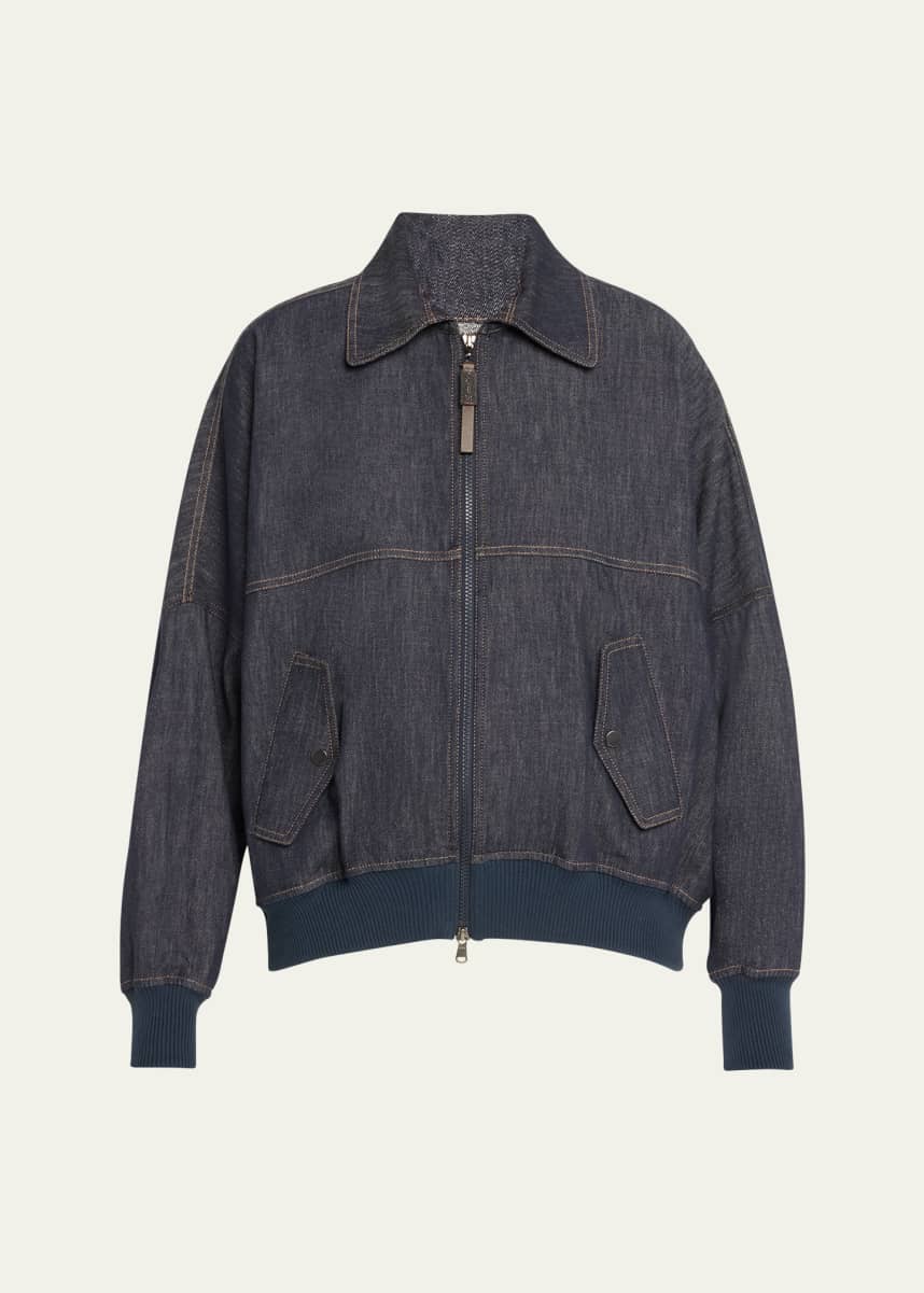 Brunello Cucinelli No Fade Denim Zip-Up Jacket