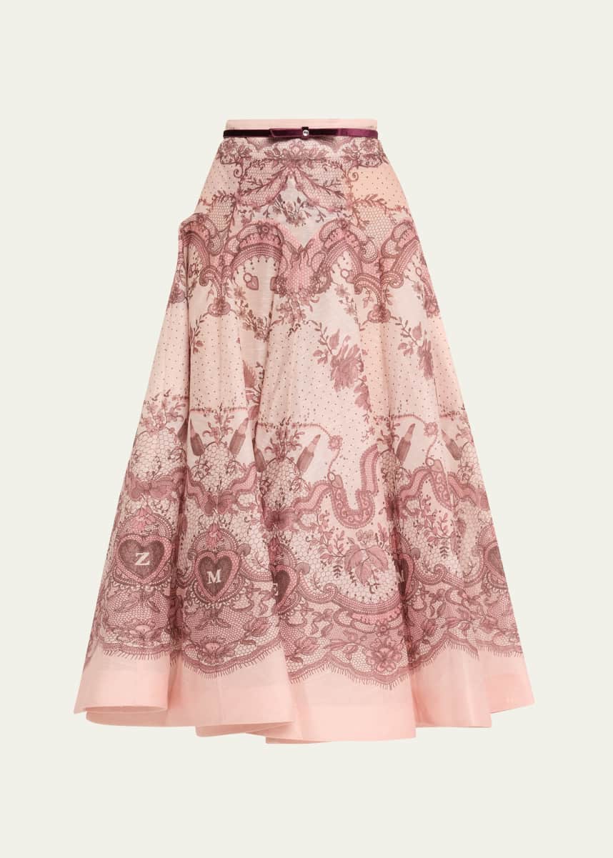 Zimmermann Crush Flared Midi Skirt