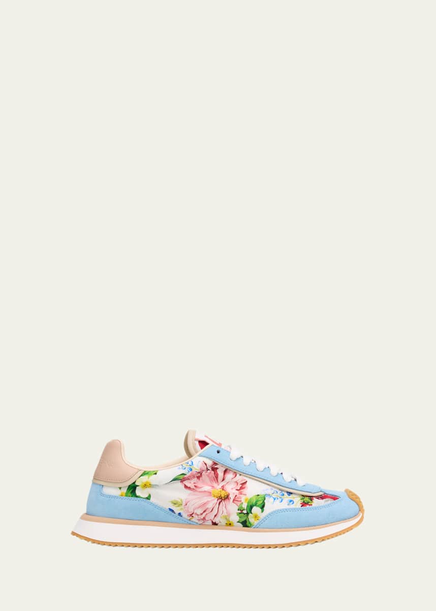 Dolce&Gabbana Aria Floral Nylon and Leather Low-Top Sneakers