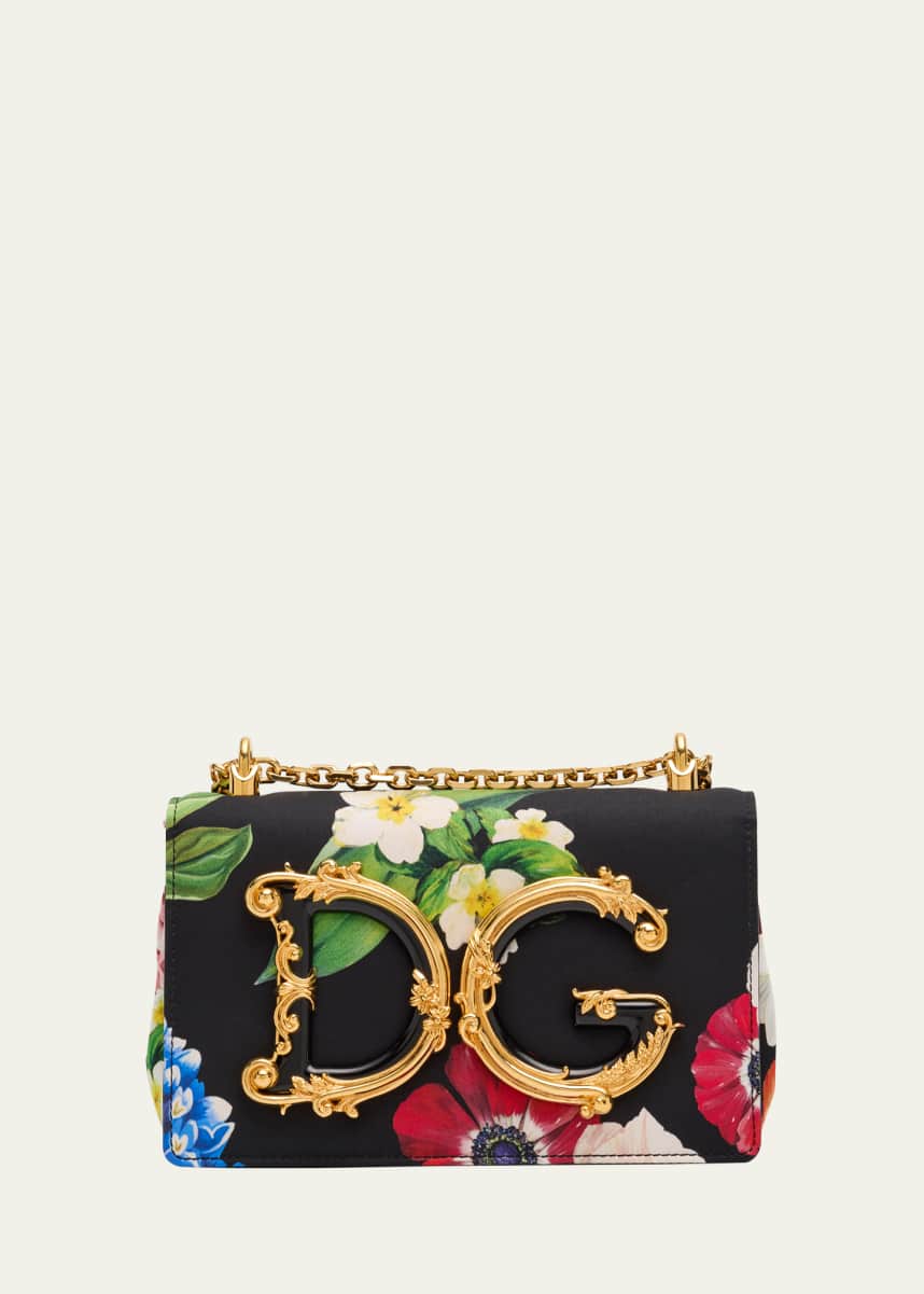 Dolce&Gabbana DG Girls Floral Flap Chain Crossbody Bag