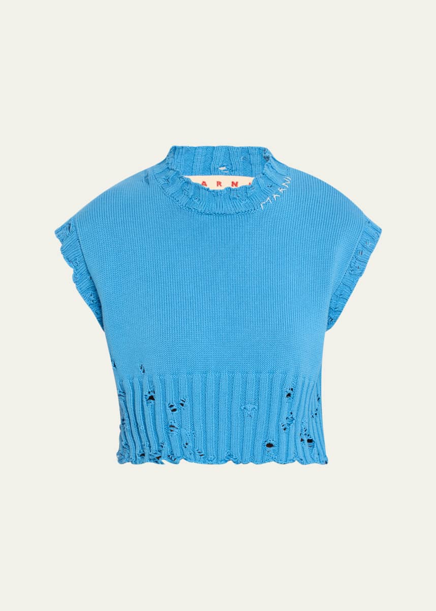 Marni Distressed Boxy Cropped Sweater