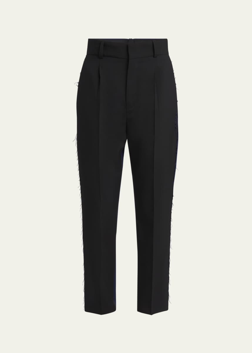 Marni Two-Tone Pleated Tapered Leg Wool Trousers