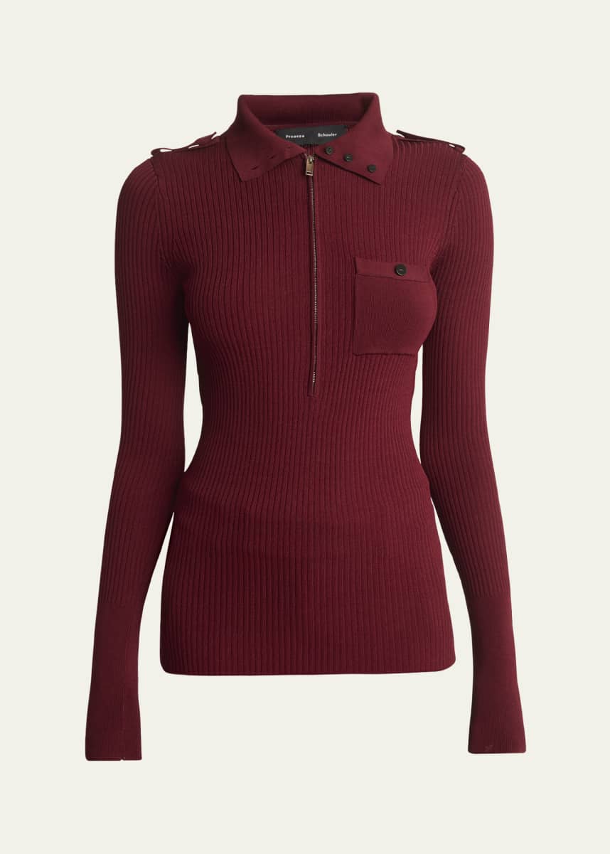 Proenza Schouler Norah Turtleneck Zip Knit Sweater