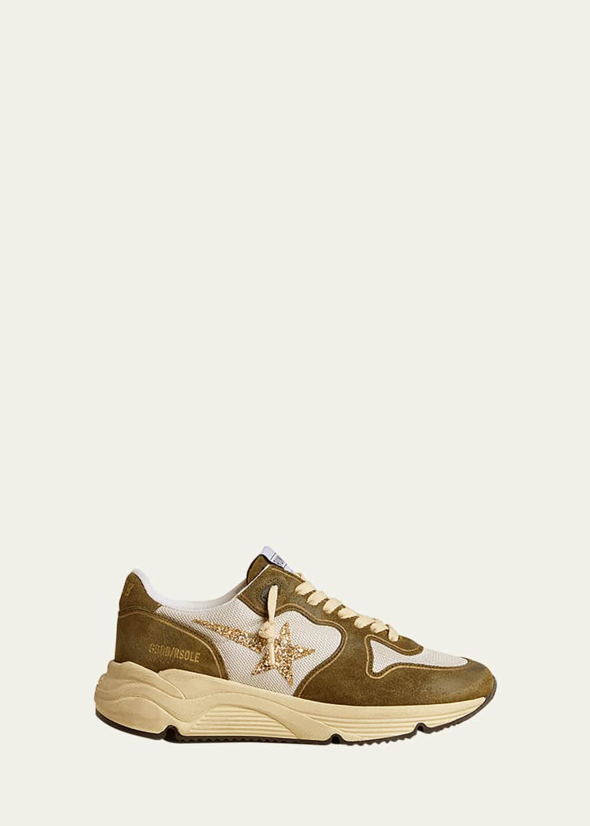 Golden Goose Running Sole Suede and Mesh Sneakers
