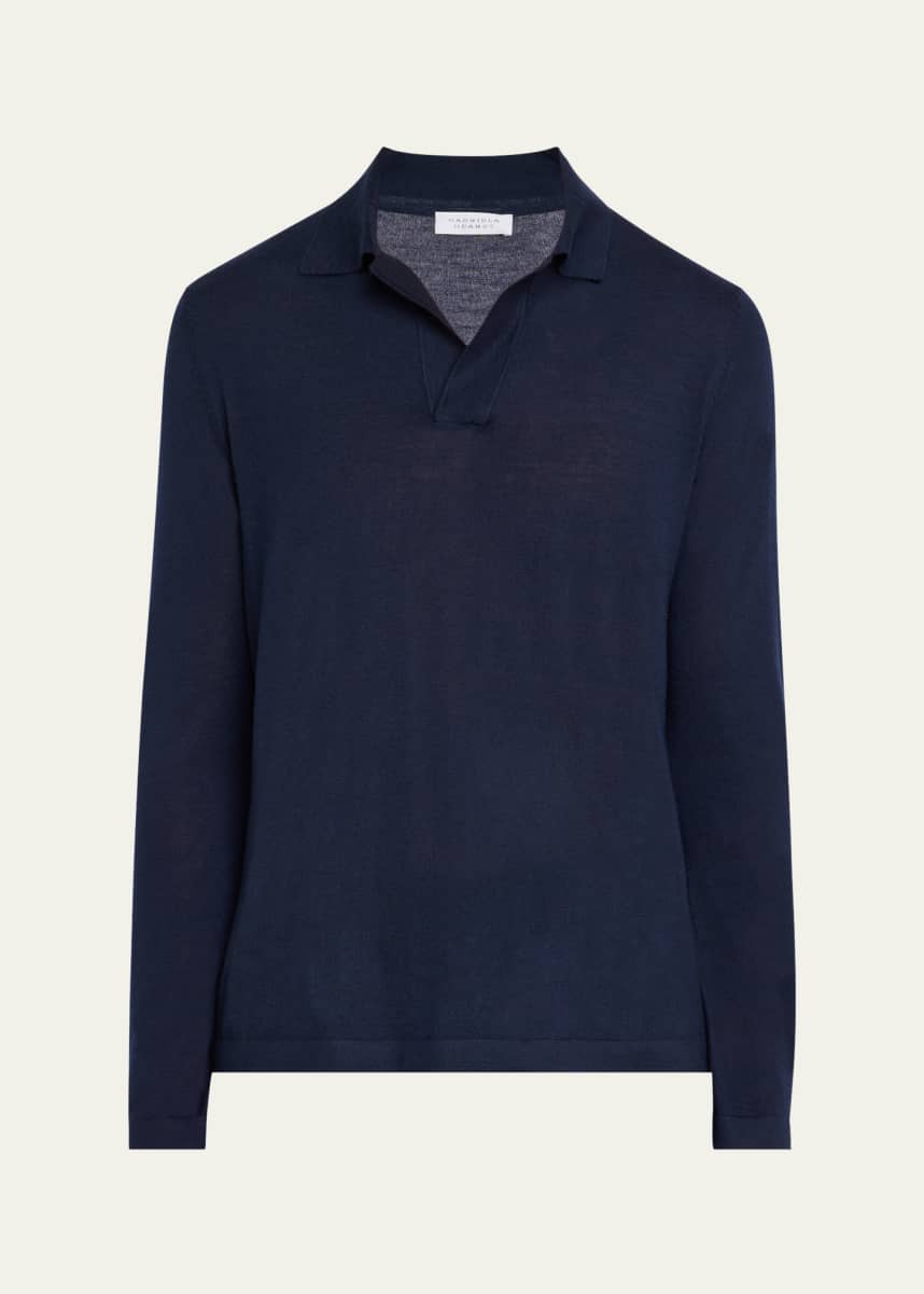 Gabriela Hearst Men's Frome Cashmere Knit Long-Sleeve Polo Shirt