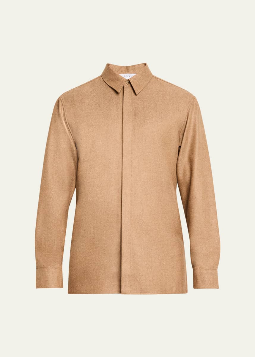 Gabriela Hearst Men's Nicolas Concealed-Placket Sport Shirt