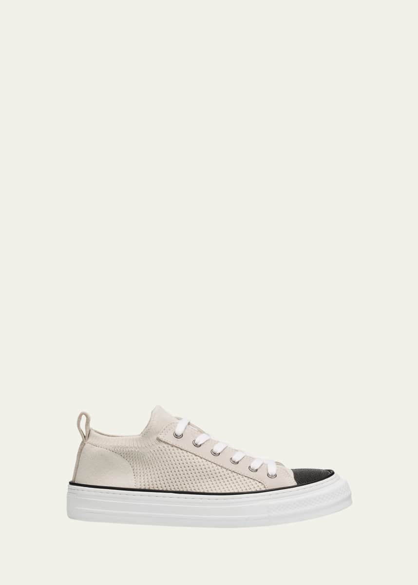 Brunello Cucinelli Knit Monili Cap-Toe Sneakers