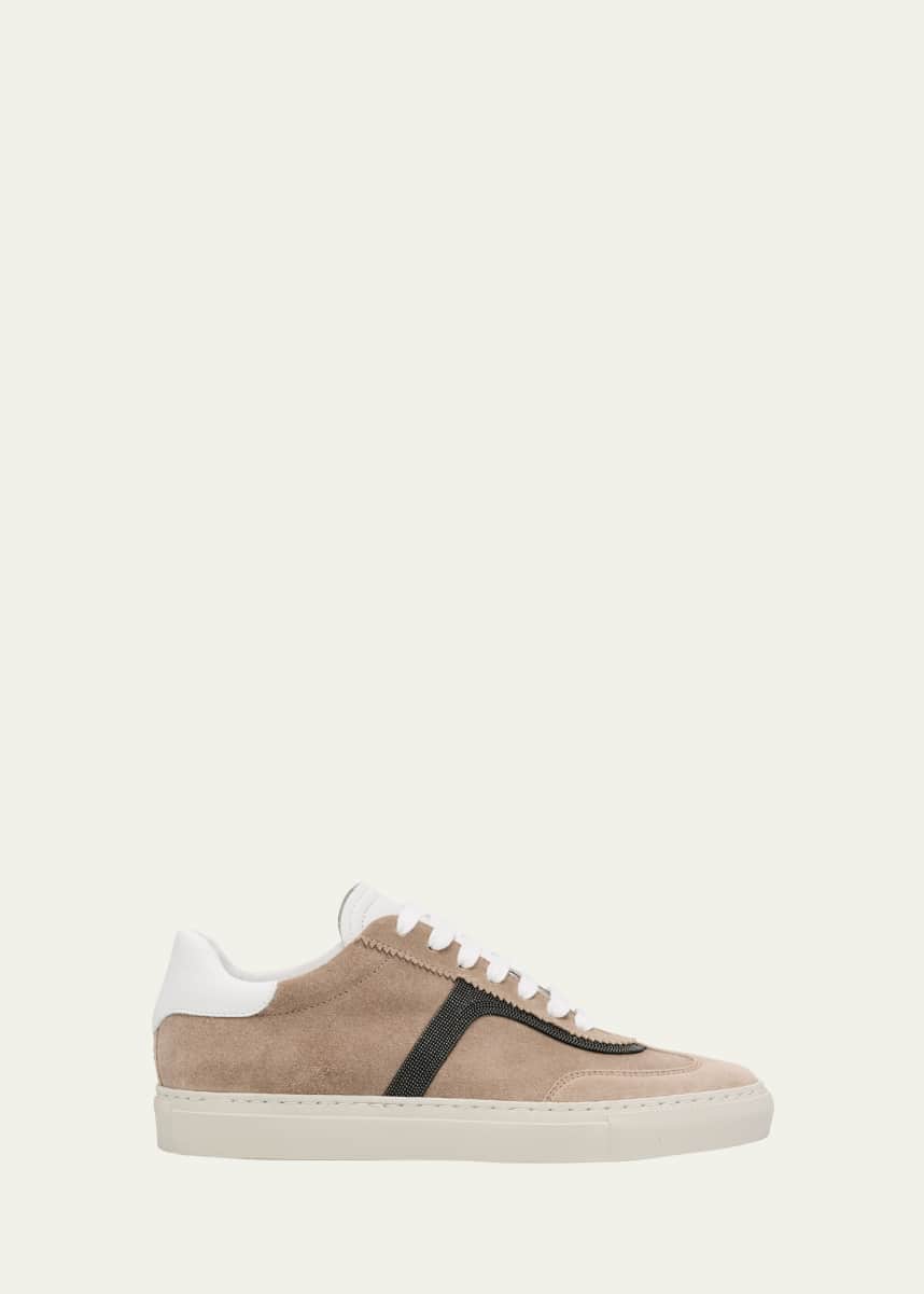 Brunello Cucinelli Beaded Suede T-Toe Sneakers