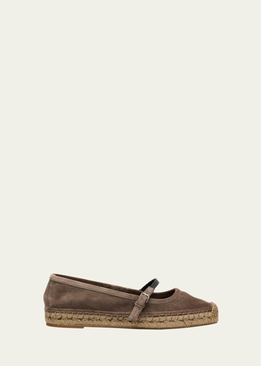 Brunello Cucinelli Suede Mary Jane Espadrilles