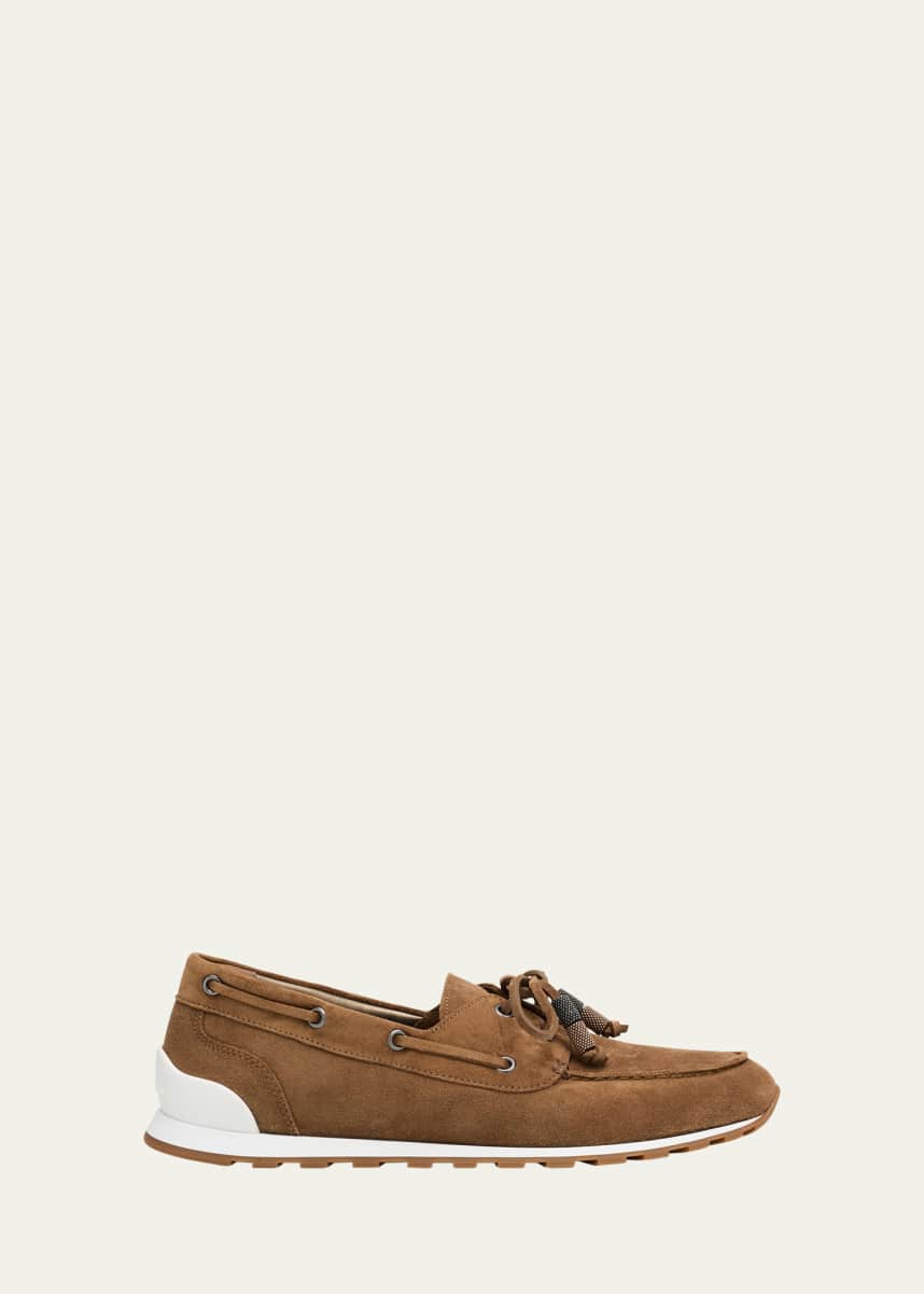Brunello Cucinelli Suede Sporty Boat Loafers