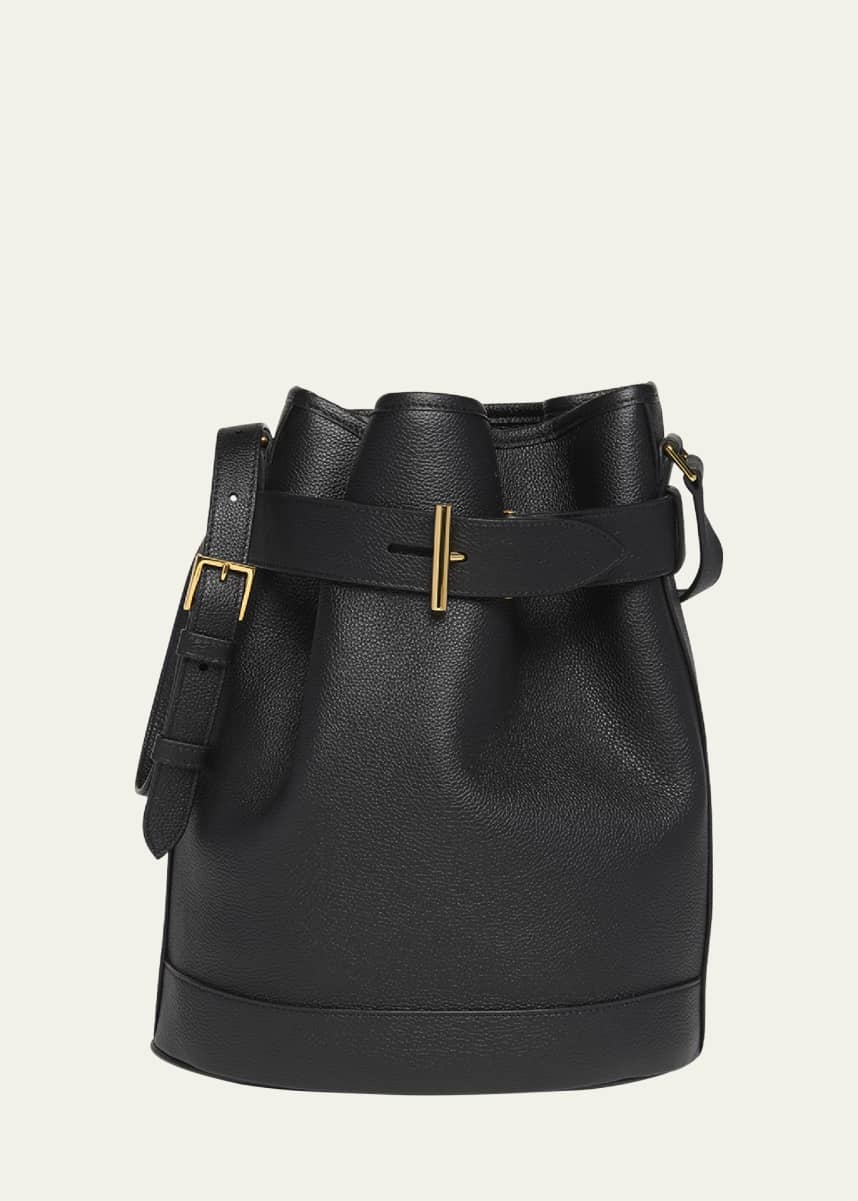 TOM FORD Tara Medium Bucket Bag in Grain Leather