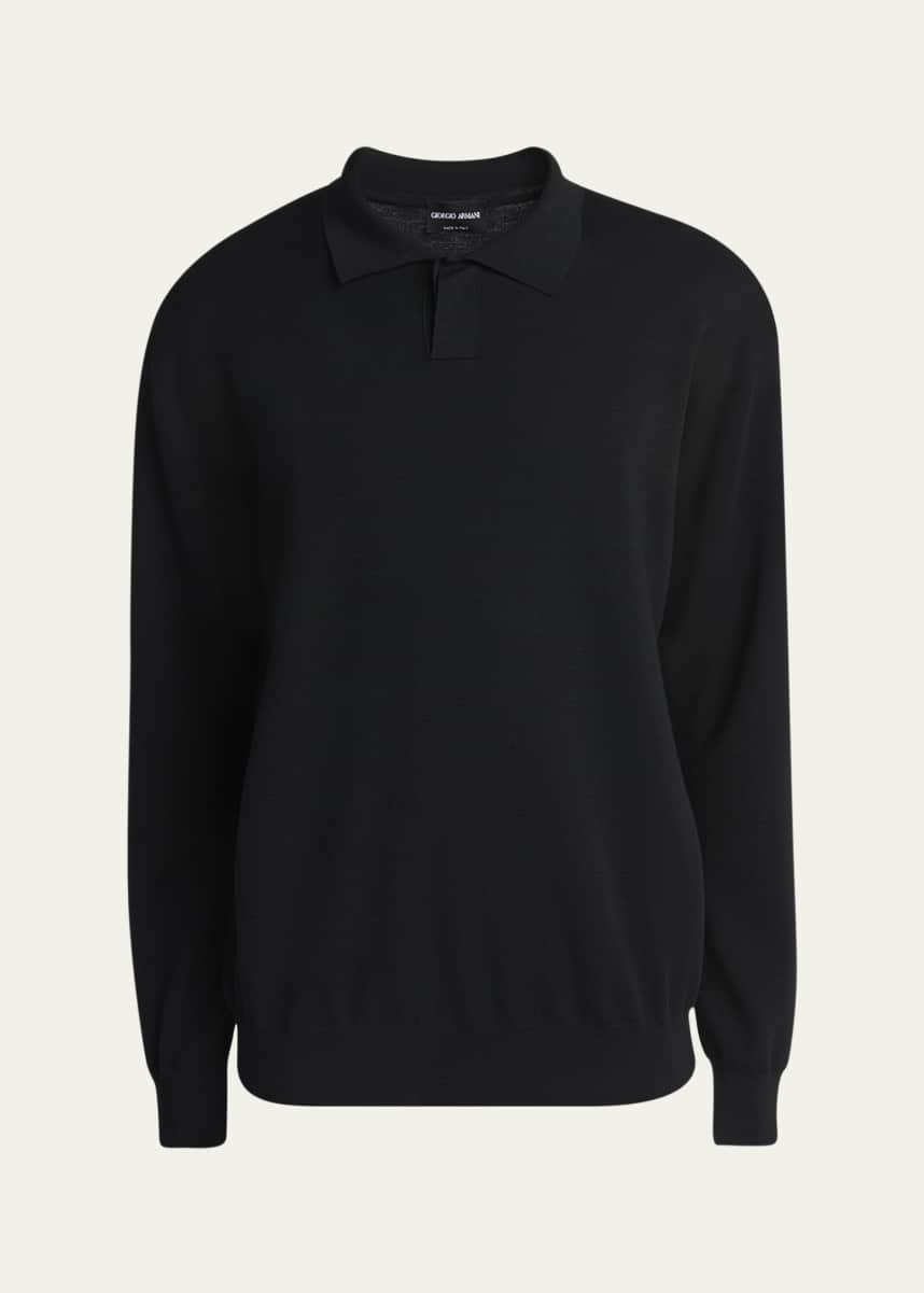 Giorgio Armani Men's Milano Stitch Wool Polo Sweater