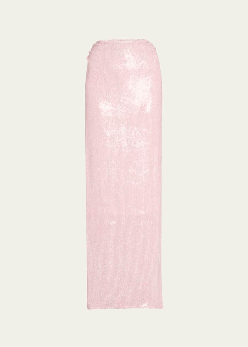 Dries Van Noten Ruched Sequin Maxi Skirt