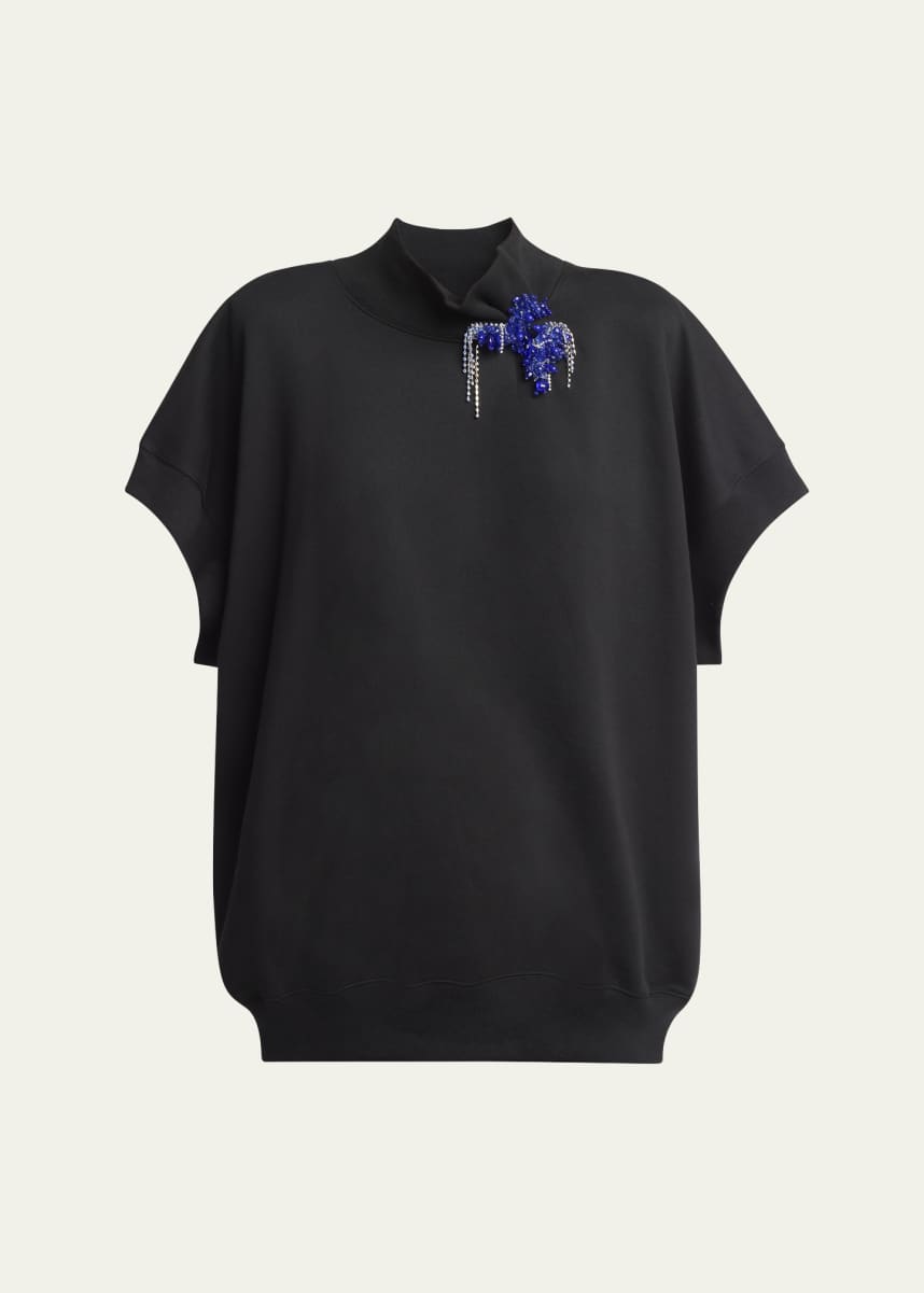 Dries Van Noten Halovara Embellished Short-Sleeve Sweater