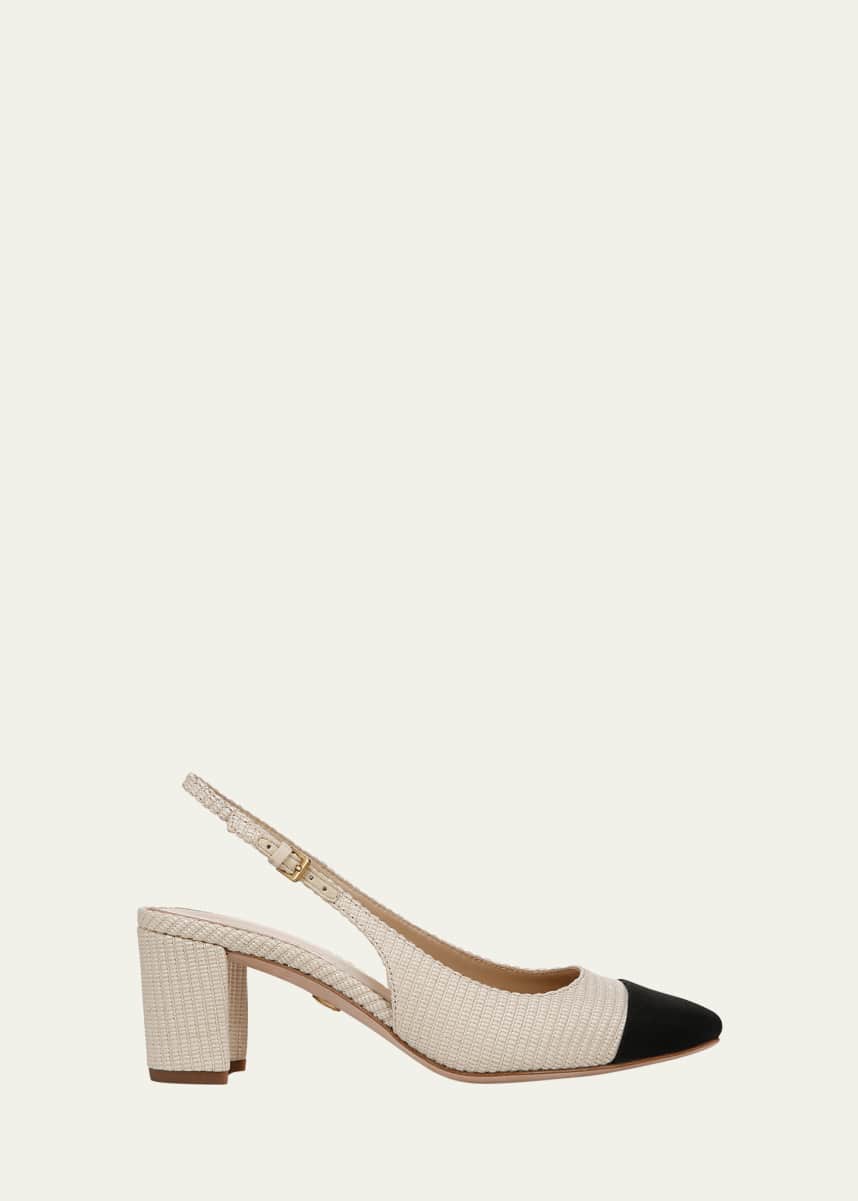 Veronica Beard Cecile Bicolor Cap-Toe Slingback Pumps