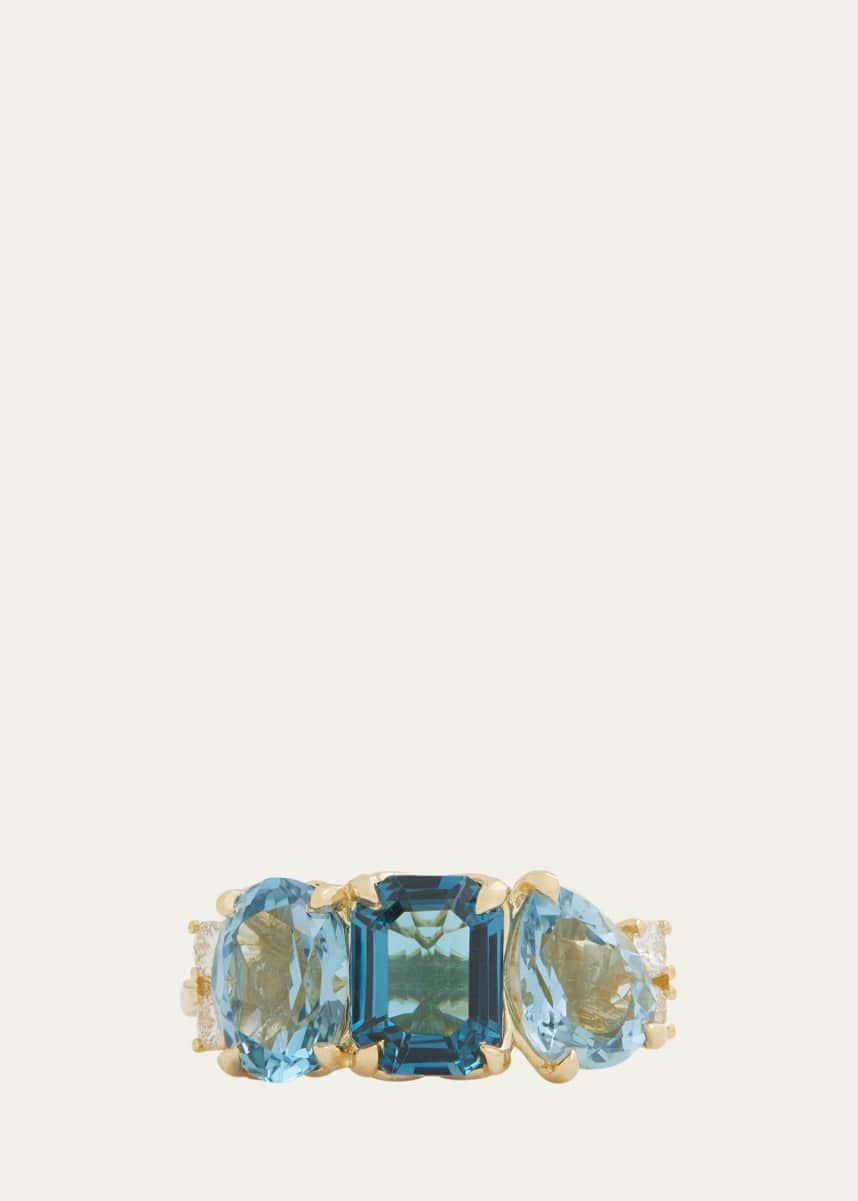 Jamie Wolf 18K Yellow Gold Cluster Ring with Diamonds and Gemstones