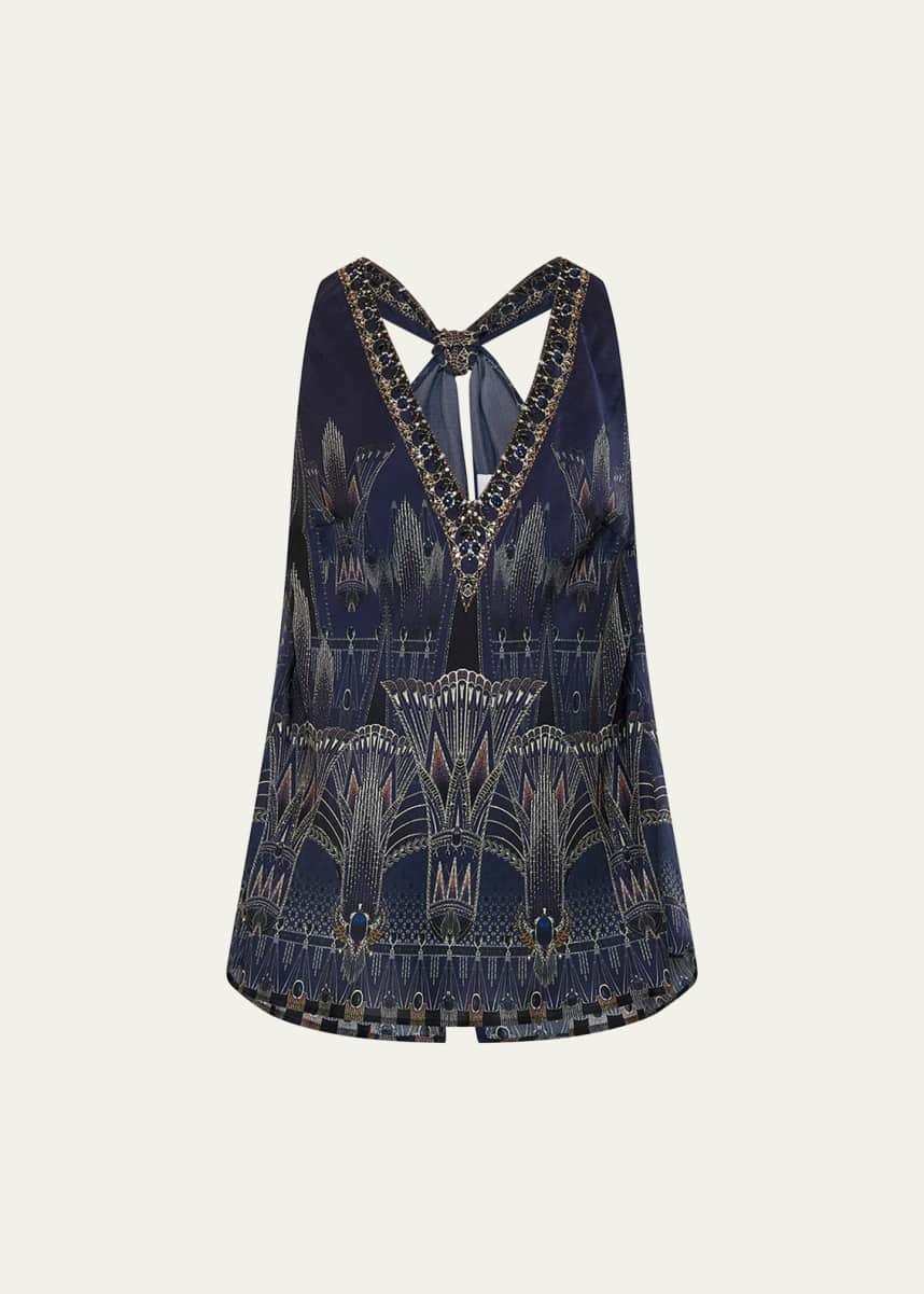 Camilla The Egypt Effect V-Neck Top with Knot Back