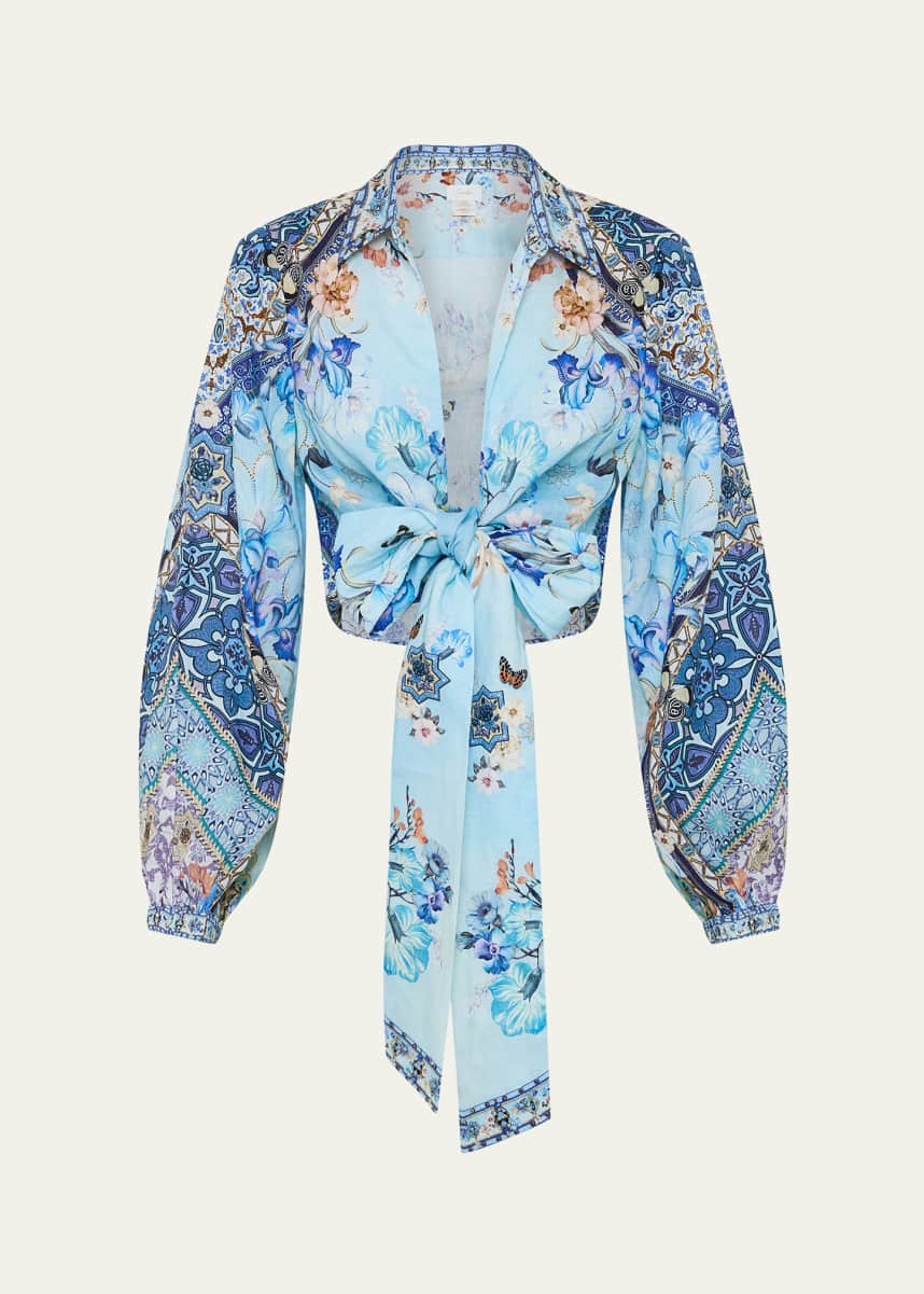 Camilla Al Manial Palace Memoirs Cropped Wrap Shirt