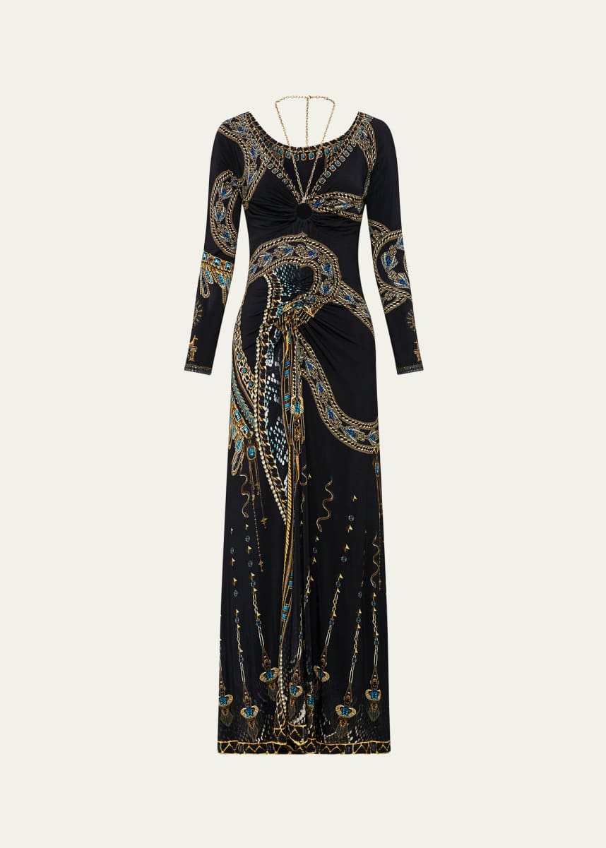 Camilla Call Me Cleopatra Ruched Jersey Chain Maxi Dress