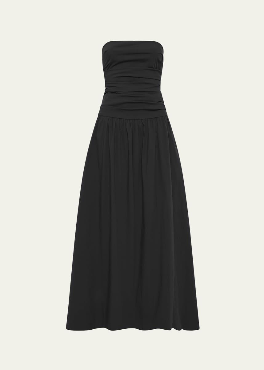 St. Agni Gathered Strapless Tie-Back Maxi Dress