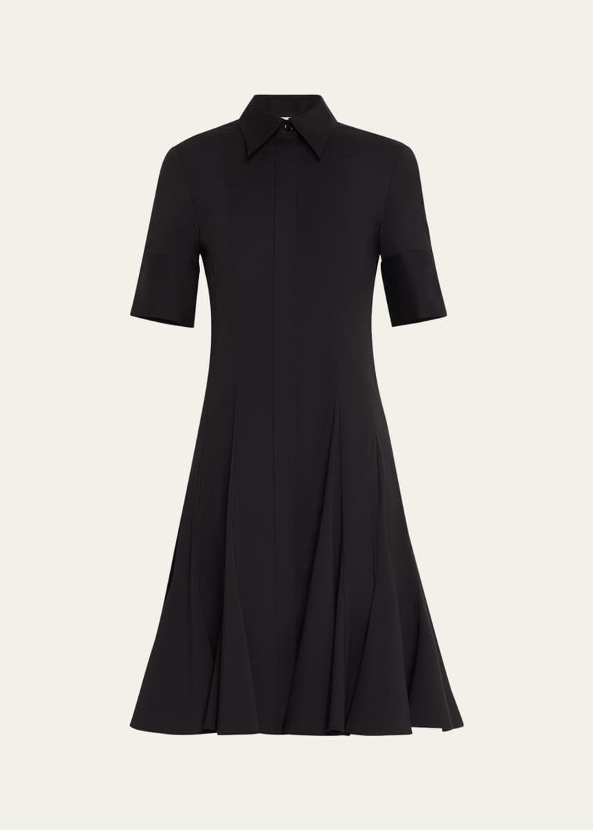 Lafayette 148 New York Elbow-Sleeve Godet Shirtdress