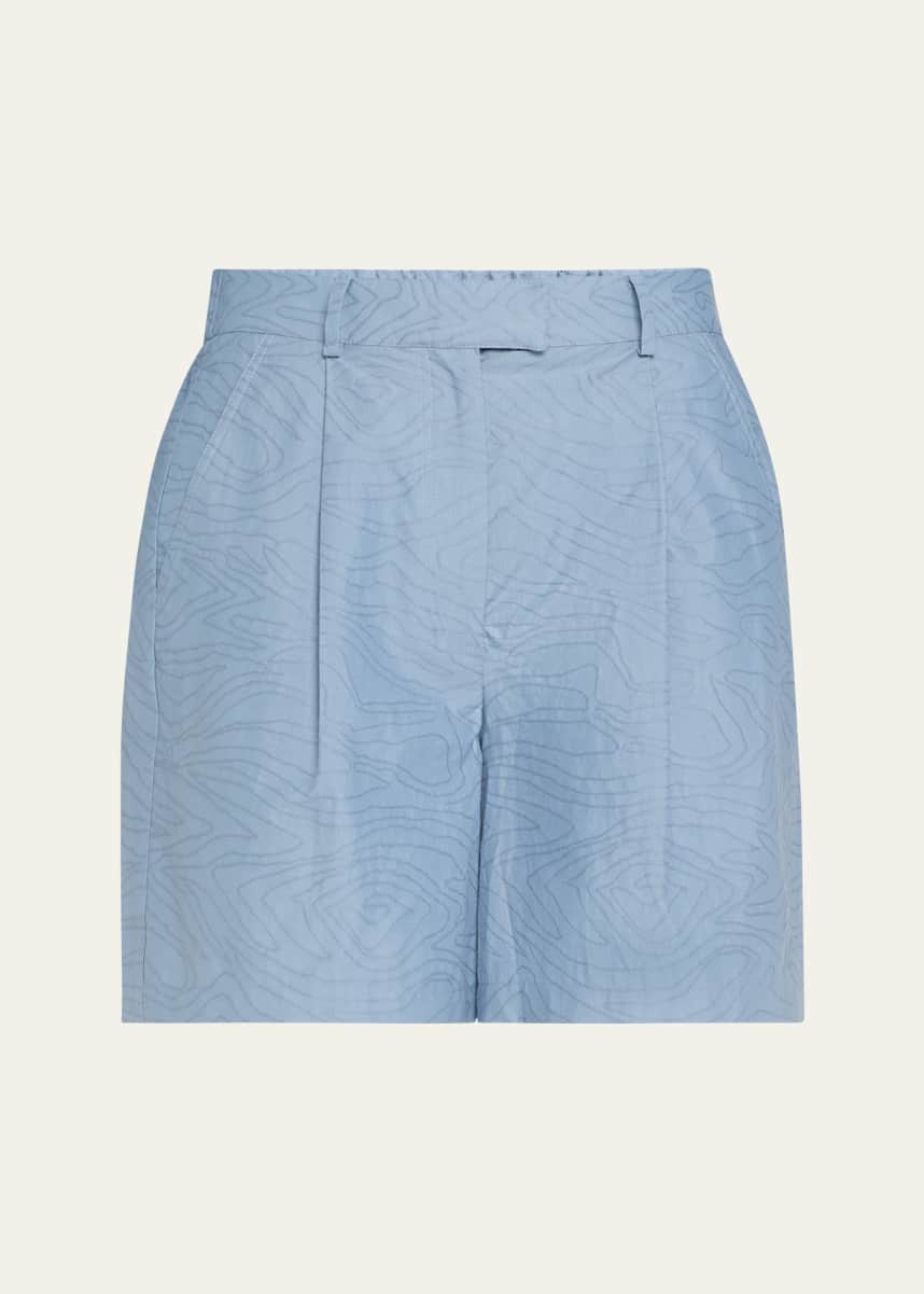 Brunello Cucinelli Abstract Animal Jacquard Pleated Baggy Shorts