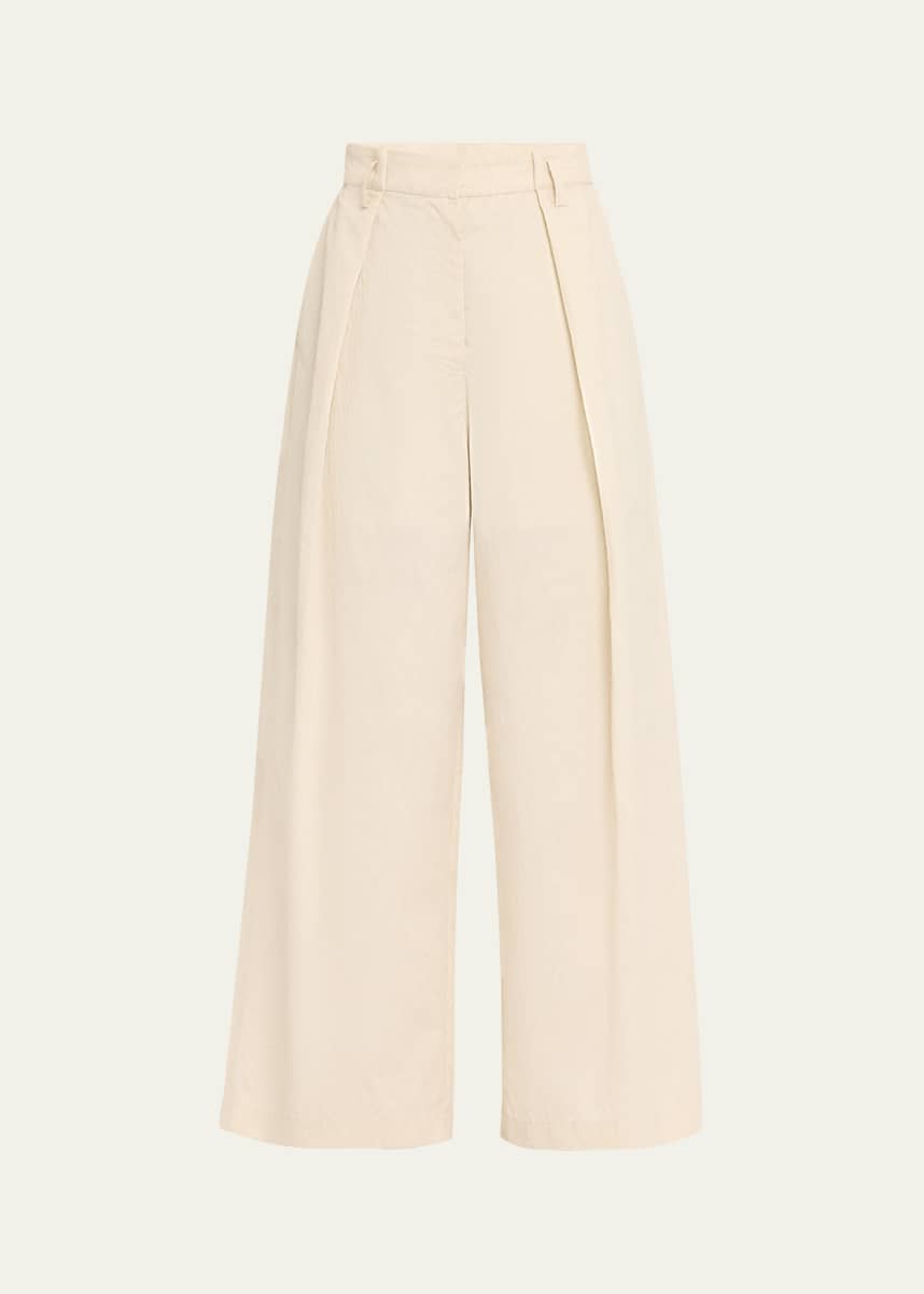 Brunello Cucinelli Abstract Animal Jacquard Pleated Wide Leg Pants