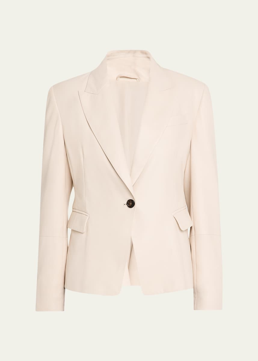 Brunello Cucinelli Smooth Glove Leather Single-Breasted Blazer