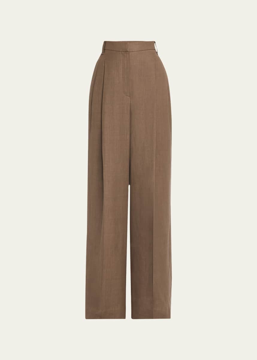 Brunello Cucinelli High Waist Wide Leg Fluid Linen Twill Pants