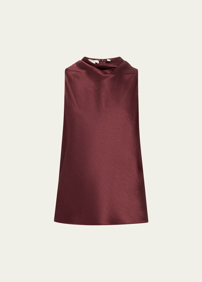 Vince Cowl-Neck Bias Satin Top