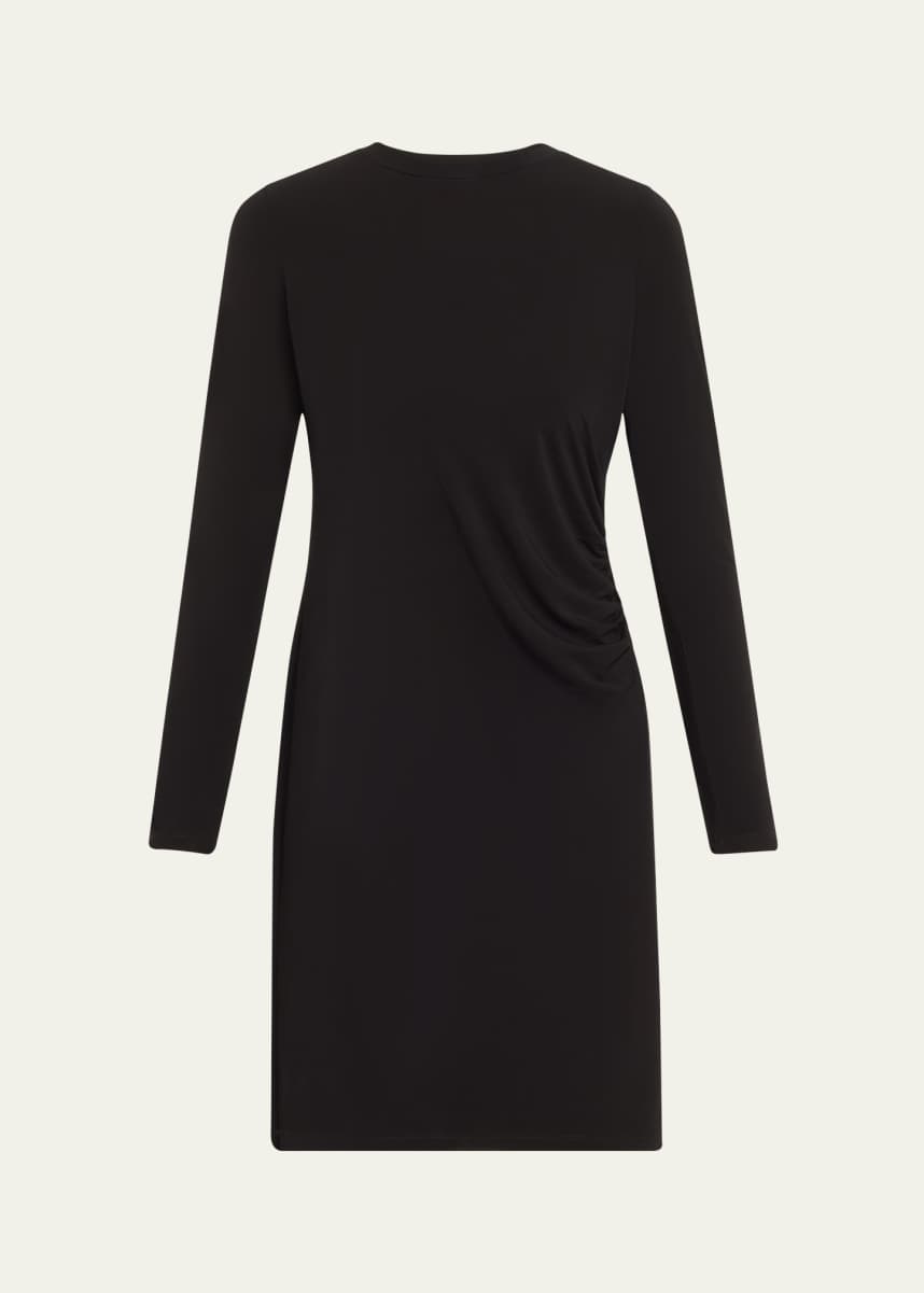 Vince Long-Sleeve Ruched Crewneck Dress