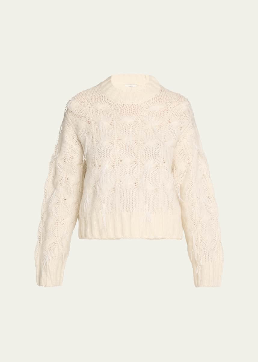 Vince Feather Embellished Cable-Knit Sweater