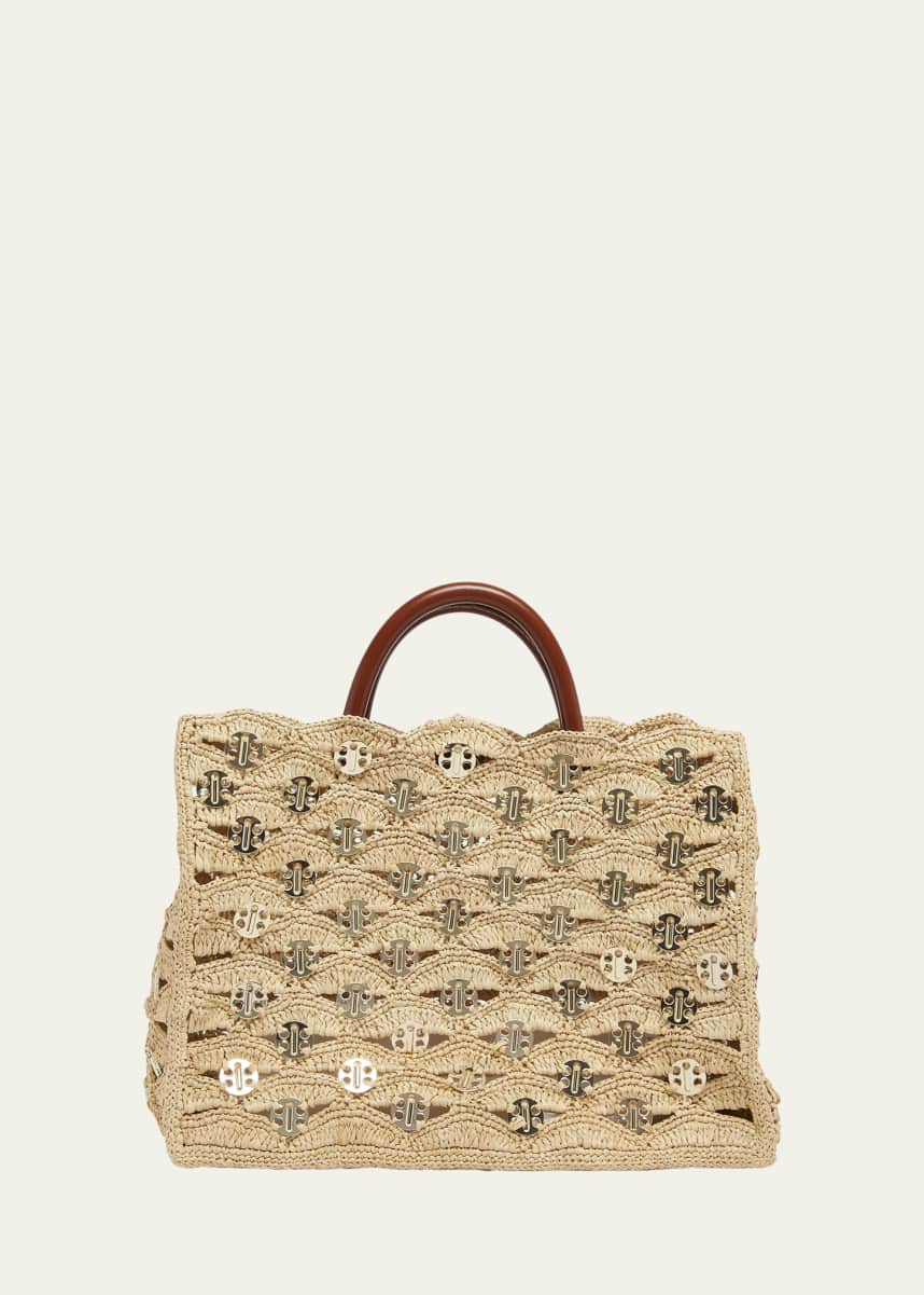 Rabanne Sac a Main Disc-Link Raffia Tote Bag