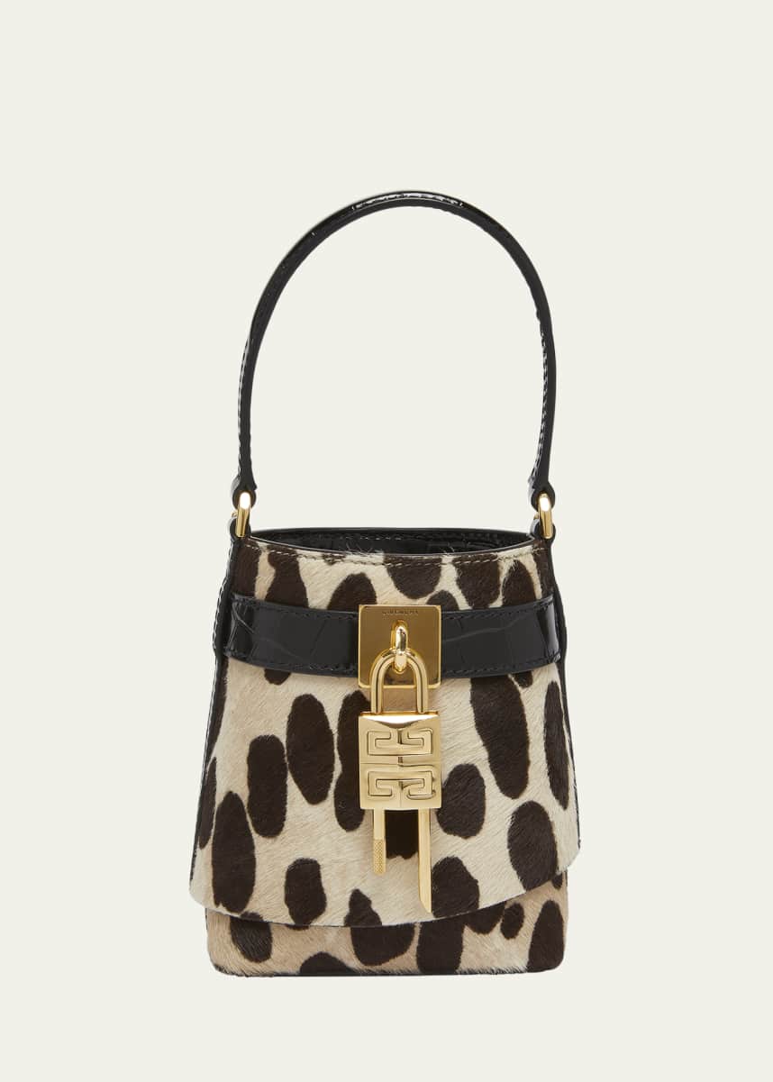Givenchy Shark Micro Lock Bucket Bag in Leopard Calf Hair