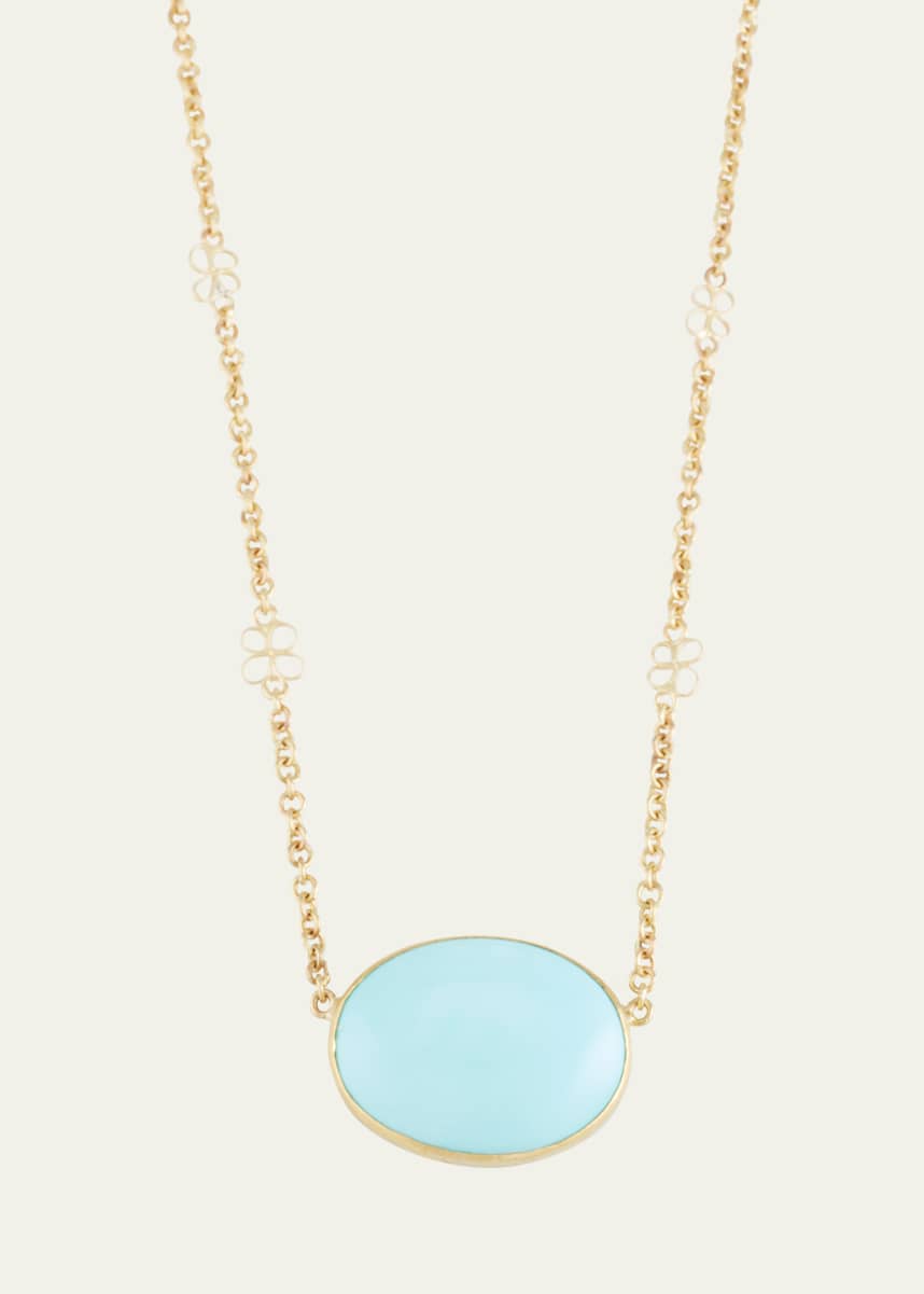 JUDY GEIB 18K Yellow Gold Echo Necklace with Persian Turquoise and Pink Tourmaline