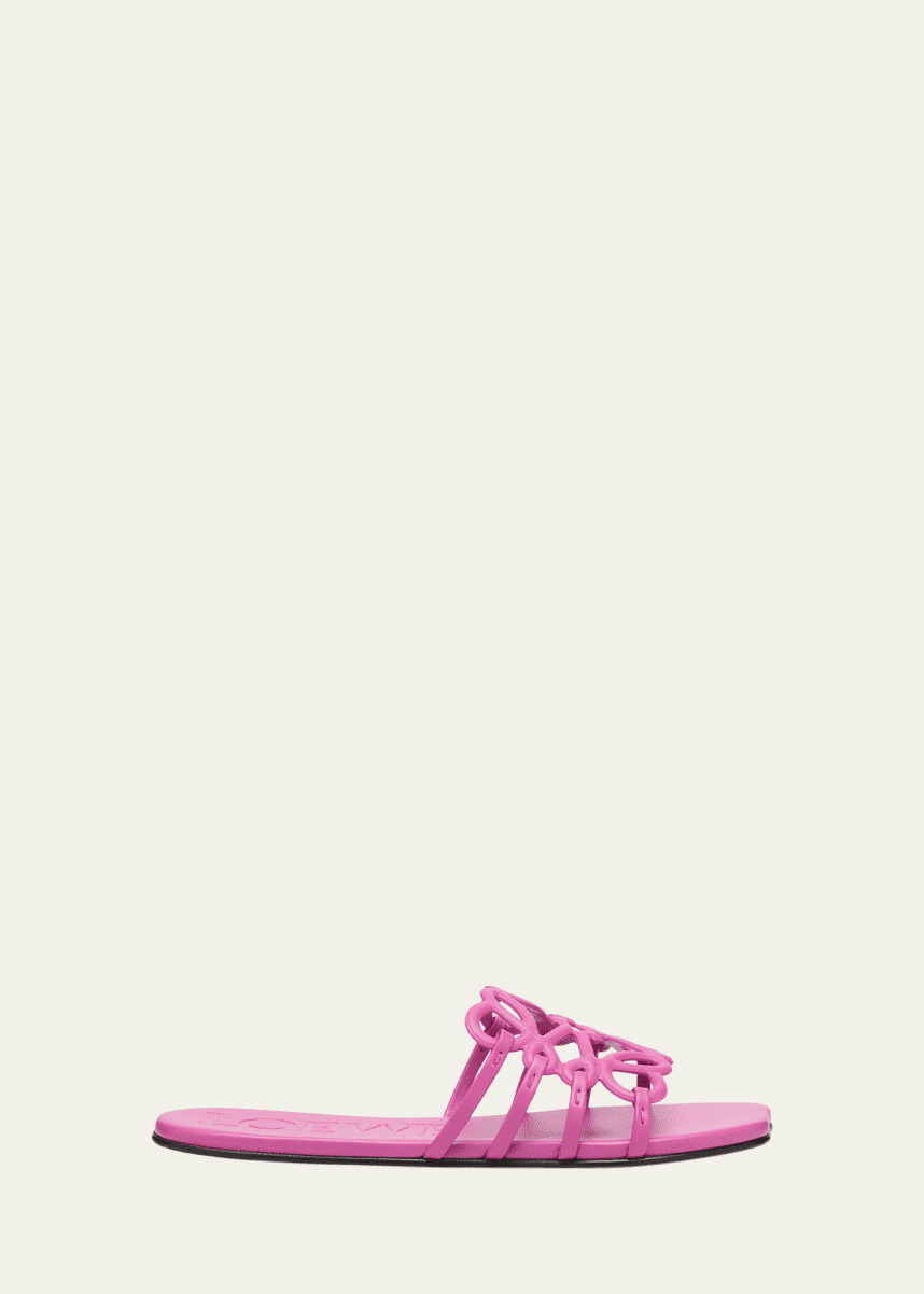 Loewe Petal Leather Anagram Slide Sandals