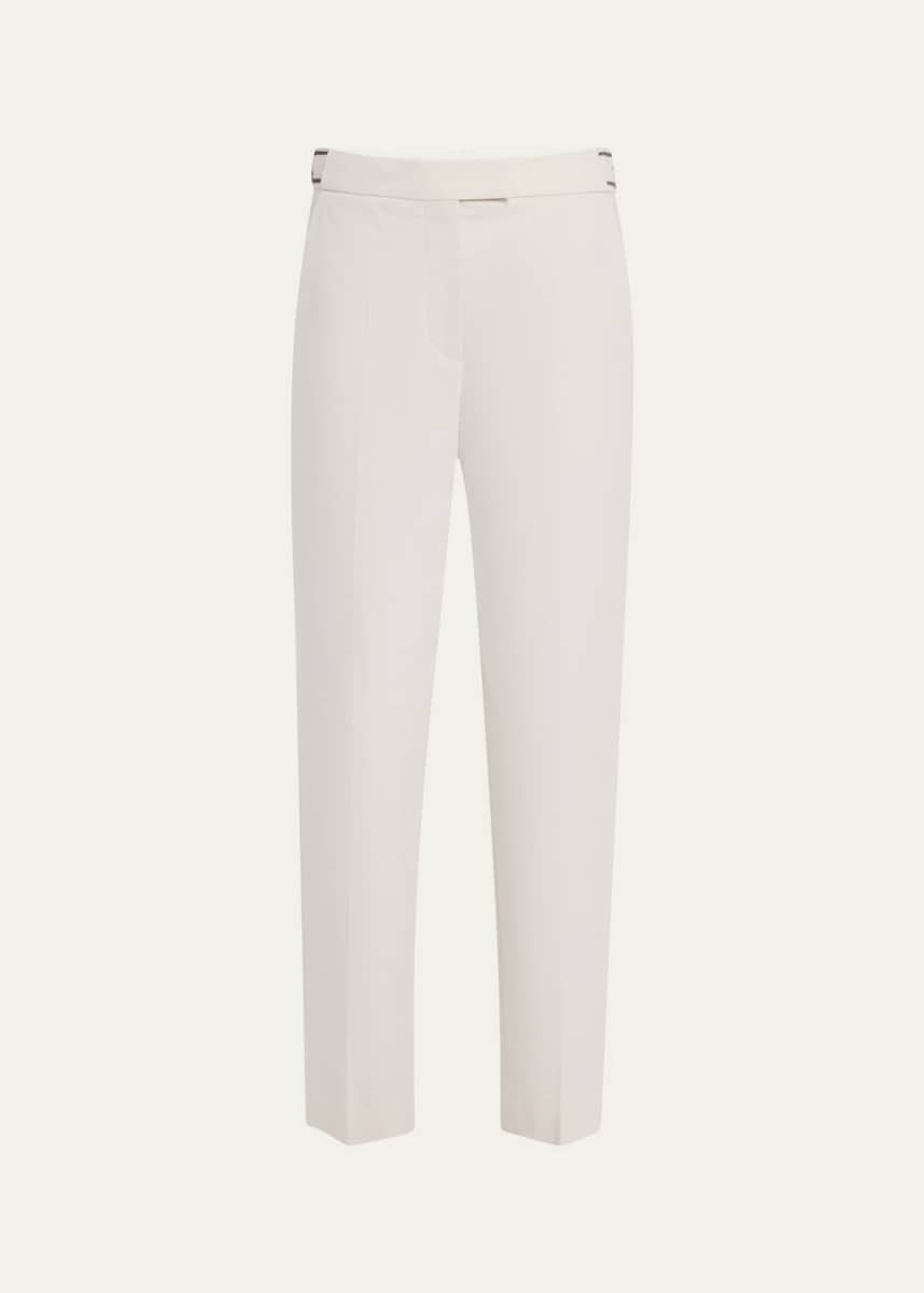 Brunello Cucinelli Monili Waist Straight-Leg Ankle Pants