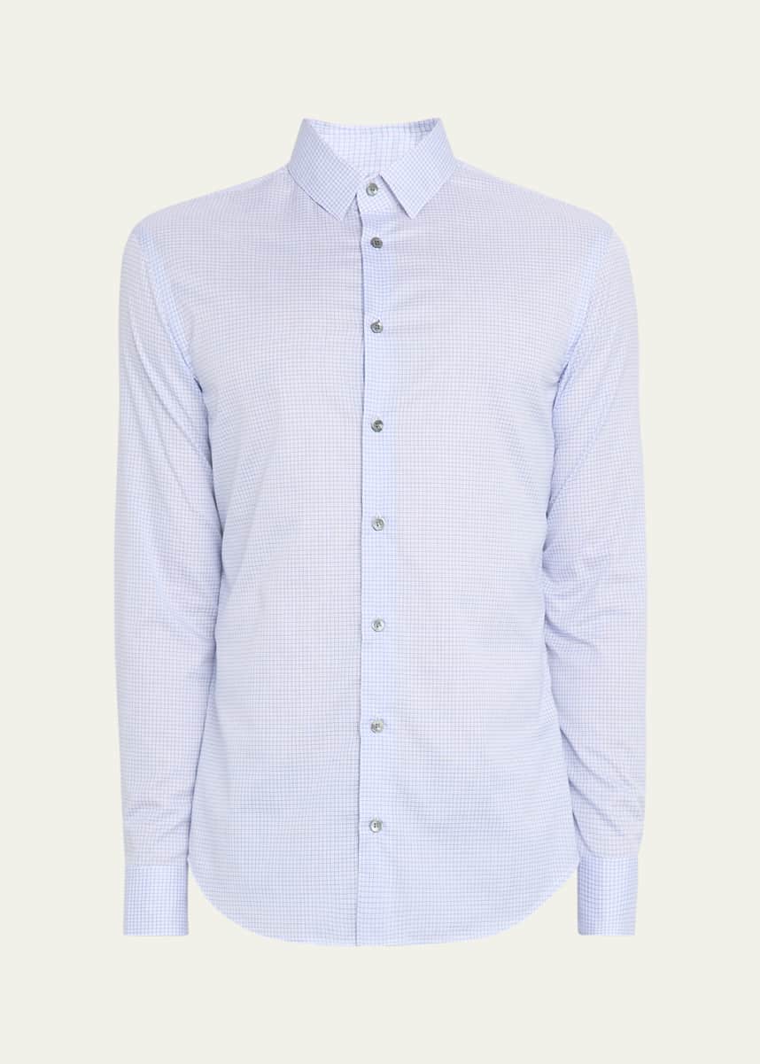 Giorgio Armani Men's Micro-Plaid Cotton Dress Shirt