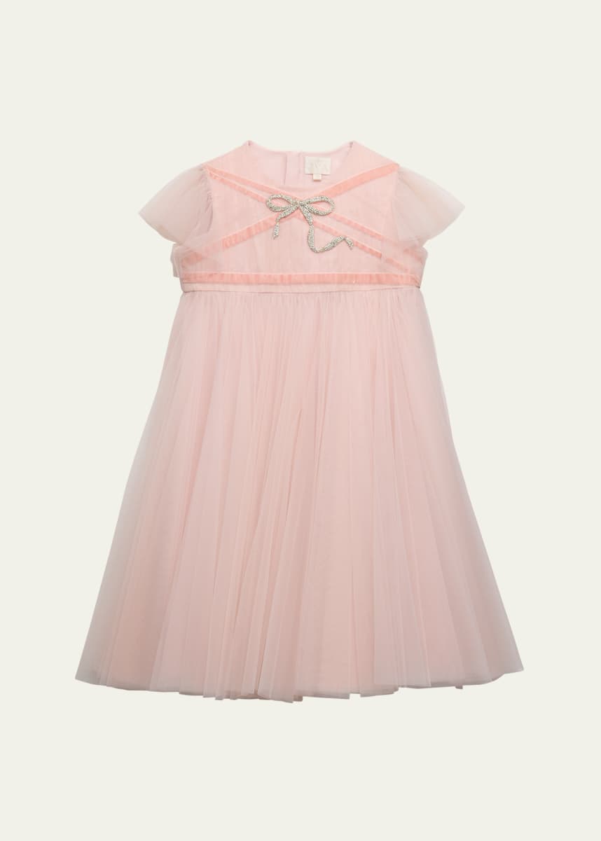 Maison Ava Girl's Ingrid Embellished Bow Dress, Size 6-10