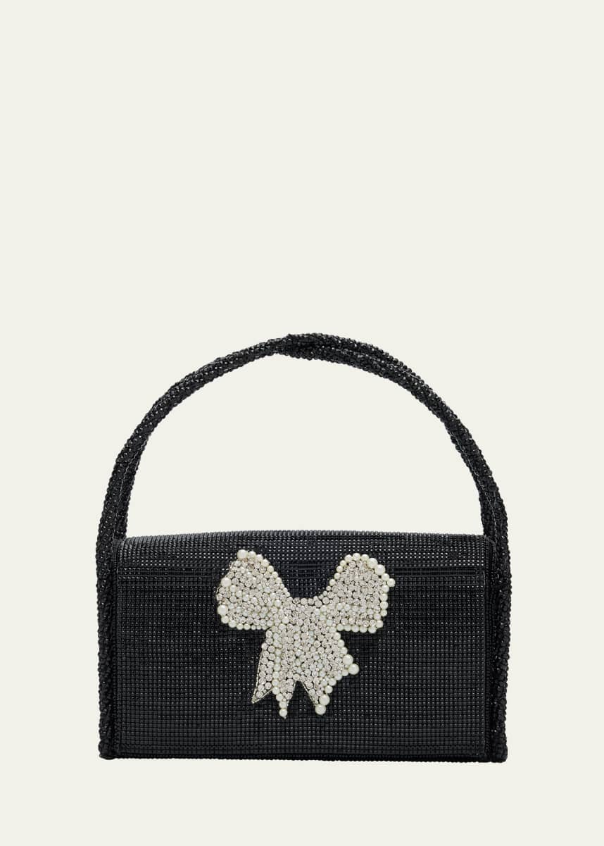 Maison Ava Girl's Rhinestone Bow Flap Bag