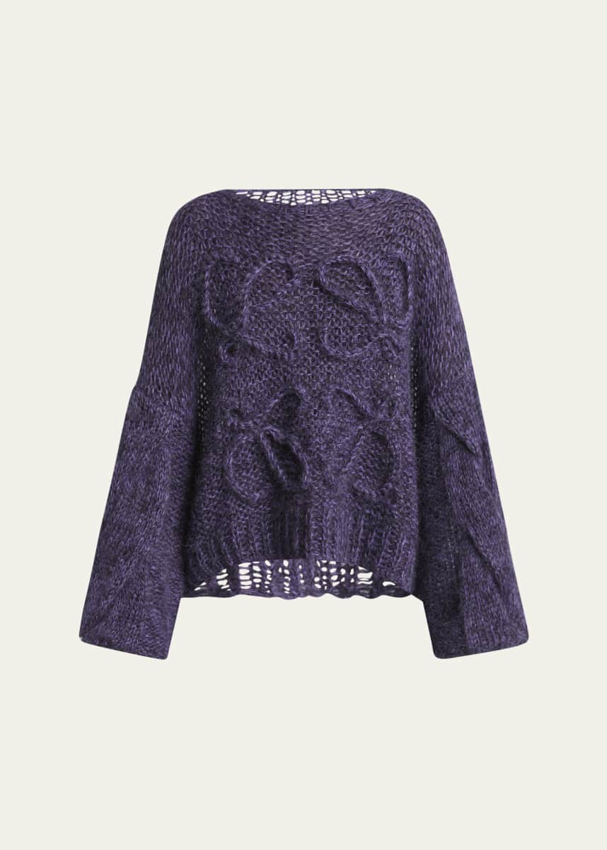 Loewe Open Knit Anagram Mohair Wool Sweater