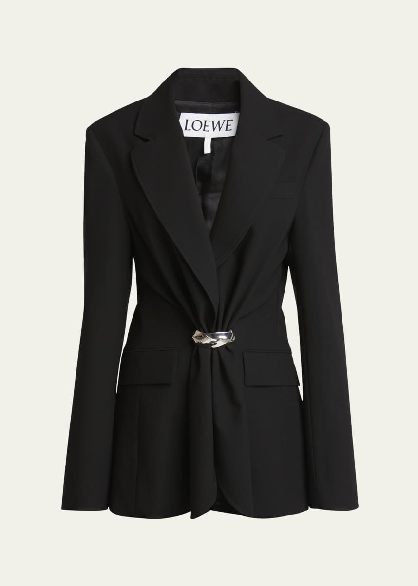 Loewe Belted Ruched Wool Blazer