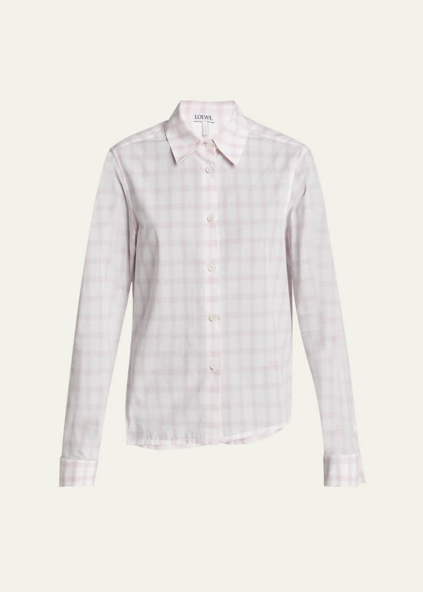 Loewe Plaid Asymmetric Button Down Shrunken Top